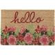Fußmatte Kokos, Blumen & Hello-Schriftzug, 40 x 60 cm, Türvorleger innen & außen, rutschfest,