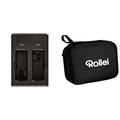 Rollei Dual Charger für die Neue Rollei 4K Actioncam one & Zip-Case für die Neue Rollei 4K Action Cam one