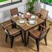 Inval Madeira 4-Seat Patio Dining Table and Armchair Set in Black/Teak Brown