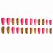 24Pcs Glossy Pink False Nails Leopard Printed Long Fake Nails for Women Girls