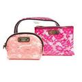 Victoria s Secret 3 in 1 Beauty Bag Makeup Case Nested trio Cosmetic travel set for Women Clear Pink Lace Pattern New