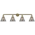 Cone 4 Light 44" Bath Light - Antique Brass - Plated Smoke Shade