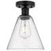 Edison Berkshire 8" Semi-Flush Mount - Matte Black - Seedy Shade