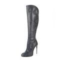 Gucci Shoes | Gucci Kim Blue Python Platform Heeled Tall Boots | Color: Blue | Size: 36.5eu