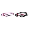 ARENA Spider Junior Anti-Fog Schwimmbrille für Kinder, Schwimmbrille mit UV-Schutz, Selbstjustierender Nasensteg, Hypoellergene Silikon Dichtungen & Zoom X-Fit Anti-Fog Schwimmbrille für Erwachsen