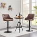 Lark Manor™ Amire 2Pcs Bar Stool Set w/ Height Adjustable & Swivel Upholstered/Leather/Metal/Faux leather in Brown | 21.5 W x 15.7 D in | Wayfair