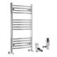 Warmehaus Contemporary Curved Bathroom Heated Towel Rail Radiator Rad 800 x 500mm Chrome - with Angled Thermostatic Radiator Valve TRV Pack