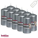 Bolsius 2.25 X 4.75 Silver Pillar Unscented Decor Candles for Wedding Dinner Christmas Home/Party | 32 Hours Smokeless Long Burning Dripless Candles - Pack of 10