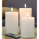 Eywamage 3 Pack White Flameless Pillar Candles with Remote D 3 H 4 5 6 Flat Top Flickering Electric LED Battery Candles Real Wax Unscented