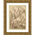 Gaspare Diziani 14x18 Gold Ornate Wood Frame and Double Matted Museum Art Print Titled - The Crowned Madonna and Child in Glory with Saints Sebastian Roch Jerome and John Nepomuk (1718)