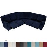 TOPCHANCES Sectional Recliner Sofa Covers 7-Piece Velvet Stretch 5-Seat Corner Reclining Sofa Slipcovers L-Shaped Sectional Couch Furniture Protector (Navy Blue)