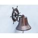 Handcrafted Decor BL-2026-2-AC Antique Copper Hanging Ship Wheel Bell- 8 in.