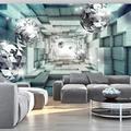 Tiptophomedecor Peel and Stick 3D Illusion Wallpaper Wall Mural - Journey Through The Blue Tunnel - Removable Wall Decals