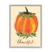 Stupell Industries Thankful Orange Pumpkin Leaf Botanicals Autumn Plants Graphic Art Gray Framed Art Print Wall Art Design by Heather McLaughlin