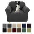 Sanmadrola Couch Cover Water Resistant Stretch Sofa Slipcover Jacquard Furniture Protector for Kids Pets Dog Cat Dark Gray Chair