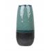 Urban Trends Collection 11449 Ceramic Tall Round Vase with Irregular Mouth & Faded Blue Rim Top & Black Banded Bottom Gloss Aquamarine - Large