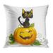 CMFUN Orange Clip Black Cat on Halloween Pumpkin White Character Animal Autumn Cartoon Pillow Case Pillow Cover 20x20 inch Throw Pillow Covers