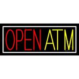 Open Atm 1 LED Neon Sign 13 x 32 - inches Black Square Cut Acrylic Backing with Dimmer - Bright and Premium built indoor LED Neon Sign for Defence Force.