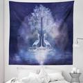 Purple Tapestry Fabulous Herons and Tree in Living Water Fictional Mythical Illusory Dreamy Creature Fabric Wall Hanging Decor for Bedroom Living Room Dorm 5 Sizes Purple by Ambesonne