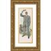 Anonymous 8x14 Gold Ornate Wood Frame and Double Matted Museum Art Print Titled - Man Standing in Front of Man in Sleeveless Shirt Lying on Grass (1911)