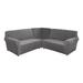 CJC 5 Seat Velvet Recliner Sofa Covers 3-Piece Corner Sofa Covers L-Shaped Sectional Couch Slipcovers Stretch Furniture Protector Gray