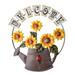 Pastoral Vintage Metal Wrought Iron Sunflower Hanging Welcome Sign Welcome Sign For Front Door Decorations Pastoral Vintage Pastoral Vintage Metal Wrought Iron Sunflower Hanging Welcome Sign Yellow