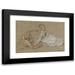 Jean-Antoine Watteau 18x13 Black Modern Framed Museum Art Print Titled - A Man Reclining and a Woman Seated on the Ground (C. 1716)