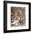 Arthur Rackham 14x18 Black Modern Framed Museum Art Print Titled - Ali at once the Door Opened and an Old Old Woman Supporting Herself on a Crutch Came Hobbling Out (1920)