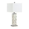 29 Inch Modern Table Lamp Mother of Pearl Shell Frame White Silver