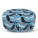 Narwhal Pouf Cover with Zipper Arctic Giant Sea Mammals Orca White Whale Narwhal Sketch Ocean Fauna Soft Decorative Fabric Unstuffed Case 30 W X 17.3 L Blue Dark Coral Black by Ambesonne