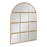 Kate and Laurel Denault Modern Framed Arched Wall Mirror 22 x 30 Gold Glam Windowpane Wall Decor