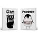 Smile Art Design Cute Cat and Penguin Wall Decor 2 Piece Set Canvas Wall Art Print Kids Room Decor Baby Room Decor Nursery Decor Ready to Hang Made in the USA-(40x30)x2