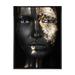 Designart Portrait of A African American Girl with Gold Makeup Modern Framed Canvas Wall Art Print