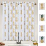 Haperlare Yellow Kitchen Curtains 45 inch Long Soft Small Cafe Curtains for Window Farmhouse Pineapple Printed Bathroom Window Curtains Set of 2