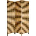 6 ft. Tall Two Tone Natural Fiber Room Divider - 3 Panel