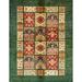 Ahgly Company Indoor Rectangle Abstract Copper Green Abstract Area Rugs 4 x 6