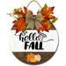 Eveokoki 12 Hello Fall Pumpkin Signs for Front Door Farmhouse Porchï¼Œ Rustic Round Wooden Hanging Wreaths for Housewarming Gift Autumn Decoration Outdoor Indoor Wall Decor