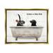 Stupell Industries Scrub a Dub Dub Quote Family Pet Dog Bath Metallic Gold Framed Floating Canvas Wall Art 24x30 by Lori Deiter