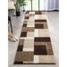 Well Woven Madison Shag Cubes Modern Geometric Beige Brown Thick Shag Plush 2 7 x 9 10 Runner Rug