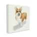 Stupell Industries Happy Corgi Dog Pet Portrait Neutral Shadow Animals & Insects Painting Gallery Wrapped Canvas Art Print Wall Art 24 x 24