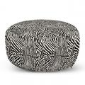 Zebra Print Pouf Cover with Zipper Stripy Skin Pattern of Animal Safari Savanna Nature Print Soft Decorative Fabric Unstuffed Case 30 W X 17.3 L Charcoal Grey Off White by Ambesonne