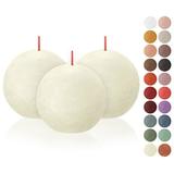 BOLSIUS 3 Pack Ivory Ball Candles - 3 X 3 Inch Unscented Premium European Quality - Natural Eco-Friendly Plant-Based Wax - Party Candles