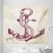 Anchor Tapestry Realistic Hand Drawn Sketch Marine Vintage Design Sails Yacht Boat Cruise Fabric Wall Hanging Decor for Bedroom Living Room Dorm 5 Sizes Dark Mauve Cream by Ambesonne