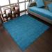 Rugsotic Carpets Hand Knotted Loom Solid Silk Mix Square Area Rug Blue 8 x8