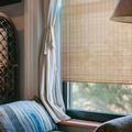 MOOD Custom Bamboo Shades | MODERN | Cordless Designer Natural Woven Wood Roman Shades for Windows | Modern Camel (Sheer) | 59.5 W X 72 H