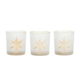 Melrose International White Frosted Glass Snowflake Votive Candle Holder (Set of 3)