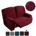 2-Seater Stretch Recliner Chair Cover Elastic Armchair Sofa Couch Slipcover(Wine Red)