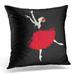 USART The Portrait of Ballerina in Puff Skirt Costume and Red Rose Classical Ballet Dancer Girl Tutu Dress Pillow Case Pillow Cover 20x20 inch