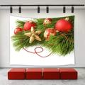 CADecor Christmas Tapestry Christmas Pine Cone Tree Golden Red Balls Ornaments Happy New Year Xmas Christmas Day Wall Tapestries 40x60 inch