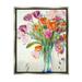 Stupell Industries Rose and Tulip Bouquet Spring Flower Expression Luster Gray Framed Floating Canvas Wall Art 24x30 by Third and Wall